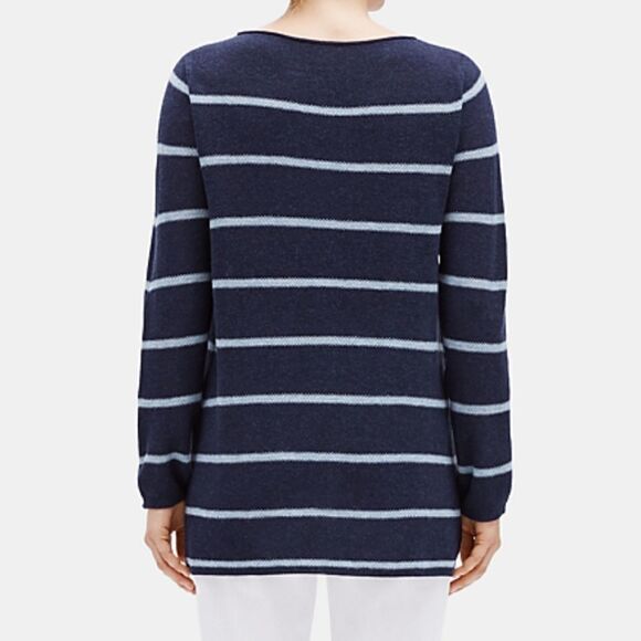 Eileen Fisher | Navy Striped tencel alpaca Tunic Sweater PP (XS) - Picture 3 of 5